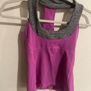 Lululemon Vibrant Purple Athletic Tank with Gray Straps Size 6